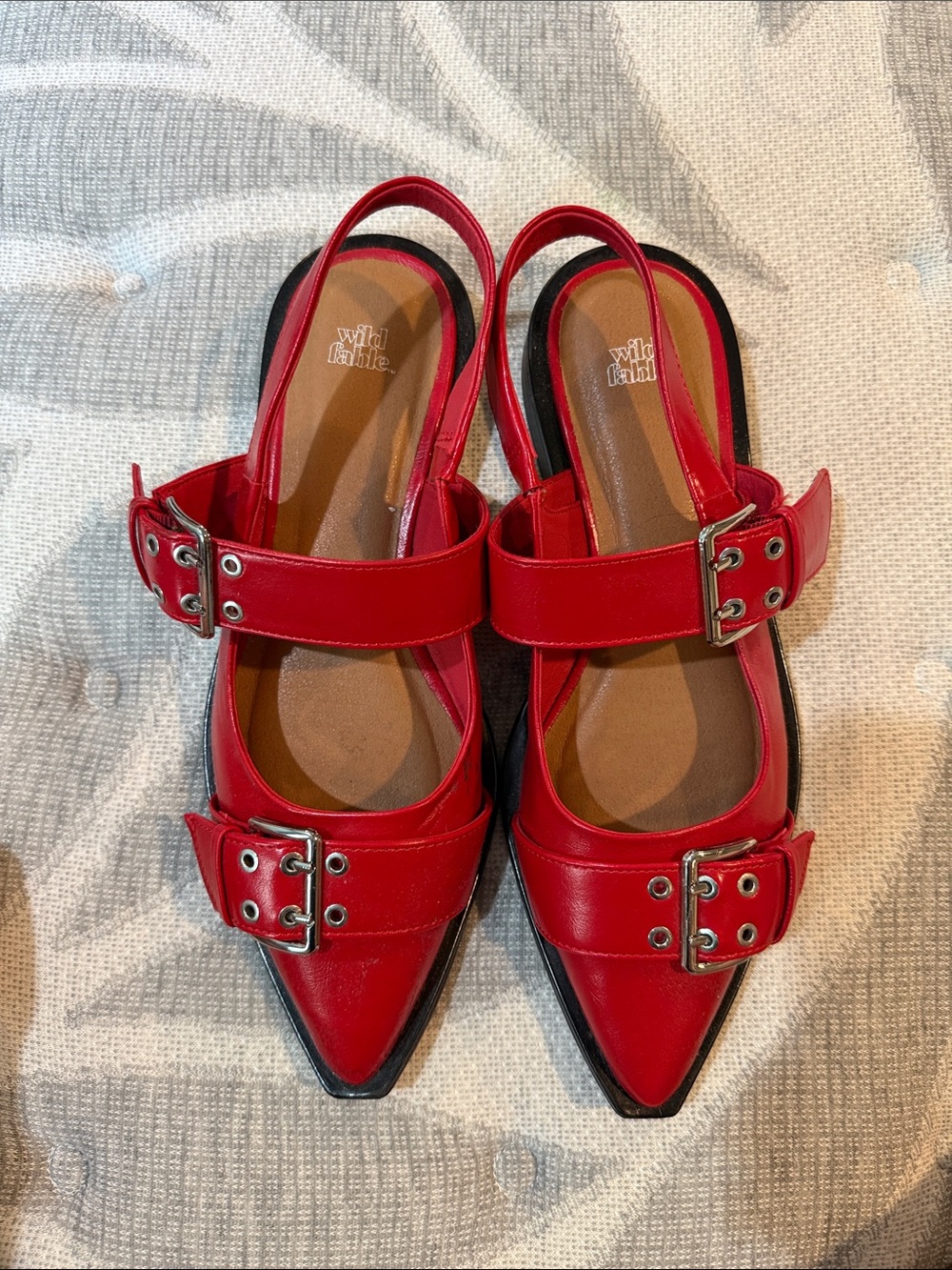 Wild Fable Red Pointed Double-Buckle Slingback Flats - Size 8.5